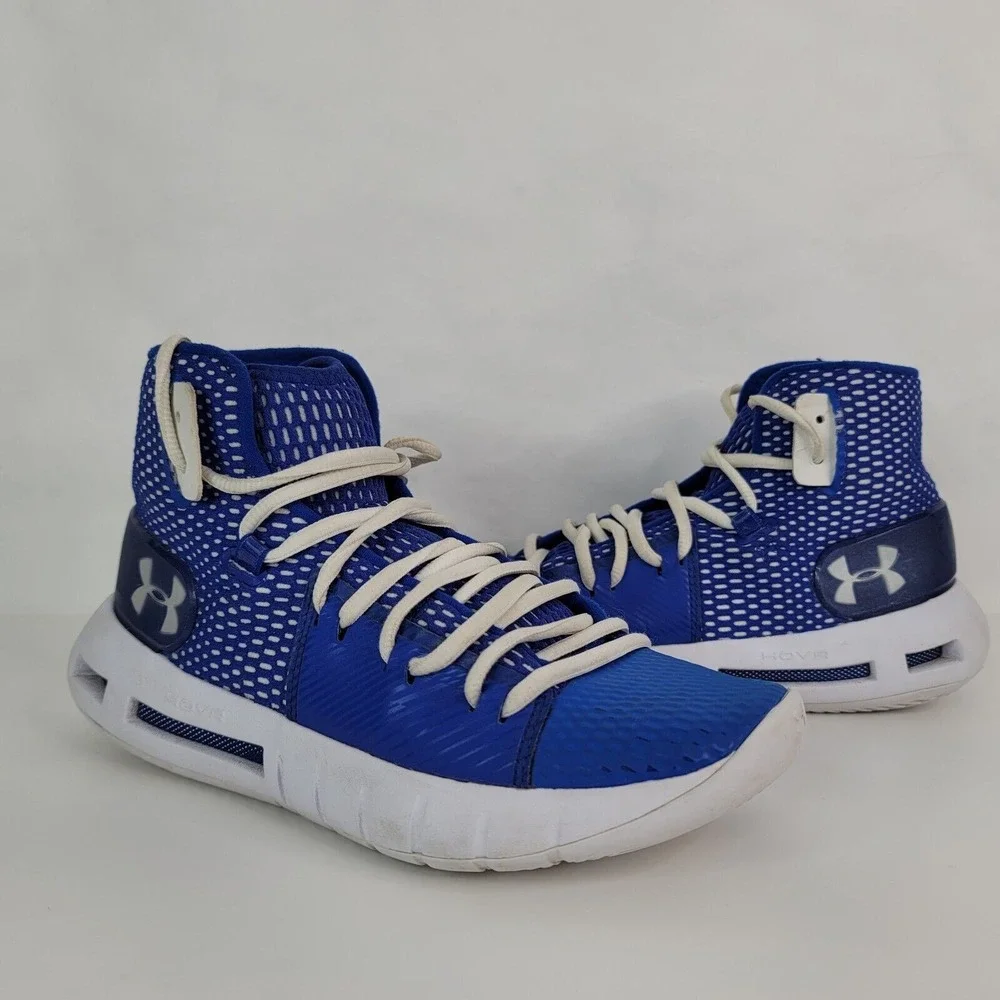 Under Armour HOVR Havoc Basketball Shoes Blue Ankle Boy Youth Size 5 3020617-400